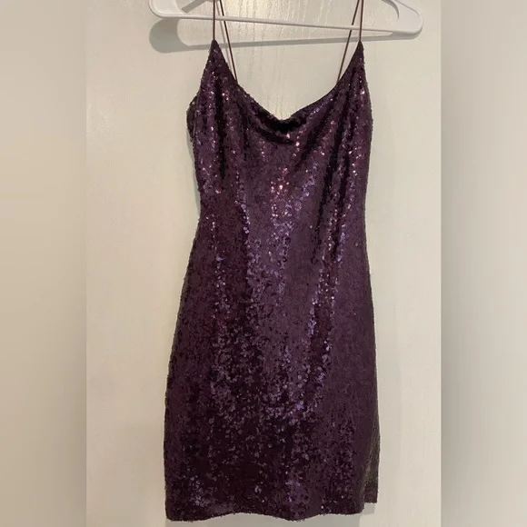 fitted lace wedding dress Wedtrend Women Sparkly Sequins Dark Purple Homecoming Dress with Lace Up Back Corset Bodycon Short Prom Dress, Dark Purple / US6